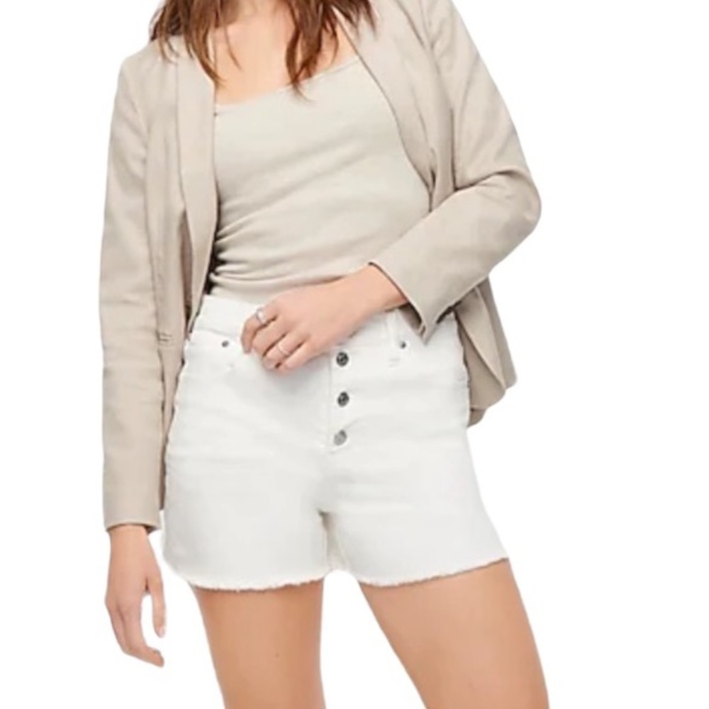 J. Crew Denim Button Fly White Cut‎ off ShortsB9